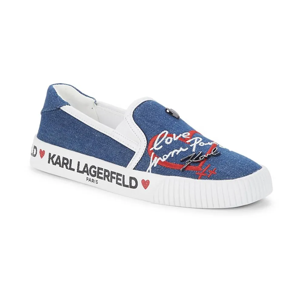 【KARL LAGERFELD 卡爾】貓咪耳朵棒球帽-牛仔藍(原廠公司貨)