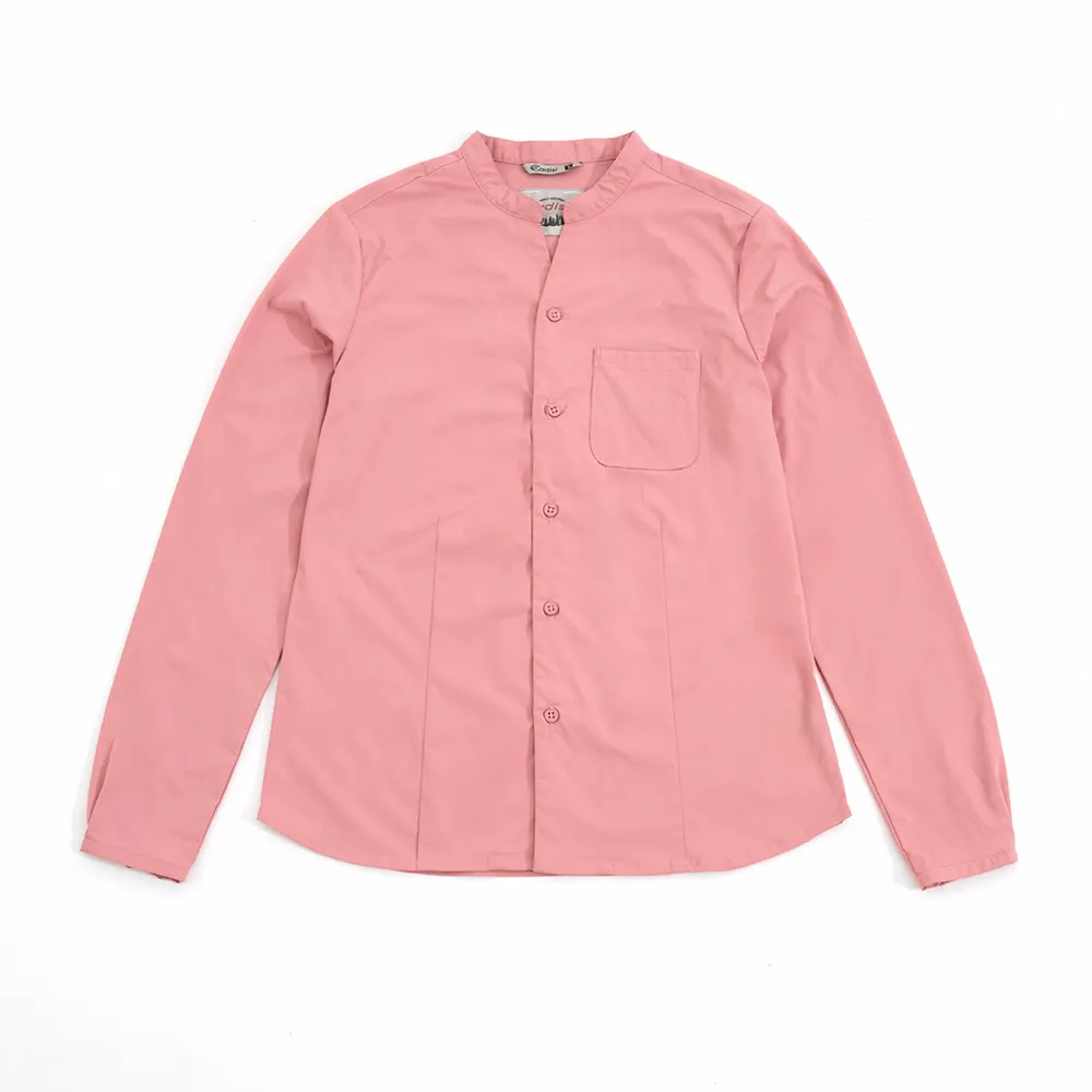 【ADISI】女UPF50+透氣快乾長袖襯衫 AL2411018 藕荷色 S-2XL(抗UV 彈性 吸濕 速乾 輕薄 休閒上衣)