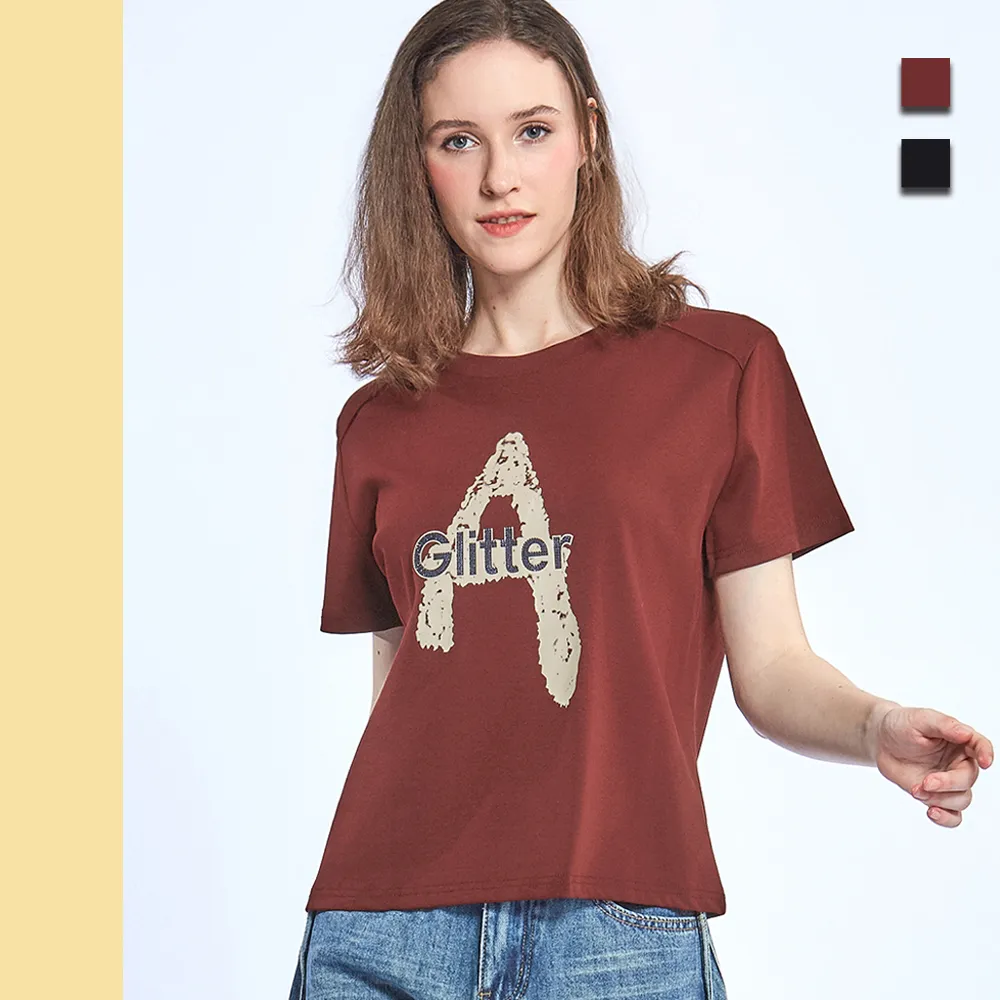 【Just Wear 佳葳】時髦字母棉質T恤 2色(女上衣/女上著/短袖/素色/休閒/百搭/文字)