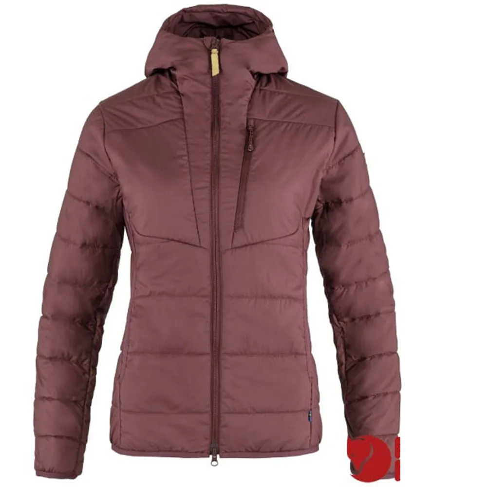 【Fjallraven】小狐狸 女 Keb Padded Hoodie 保暖化纖連帽夾克.風衣(89630-357 深葡萄紅)