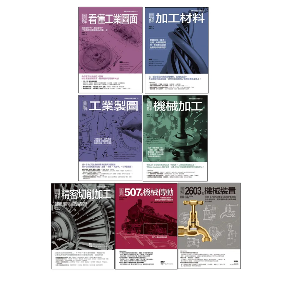 工業製造加工＋圖面＋材料＋傳動裝置套書（共七冊）