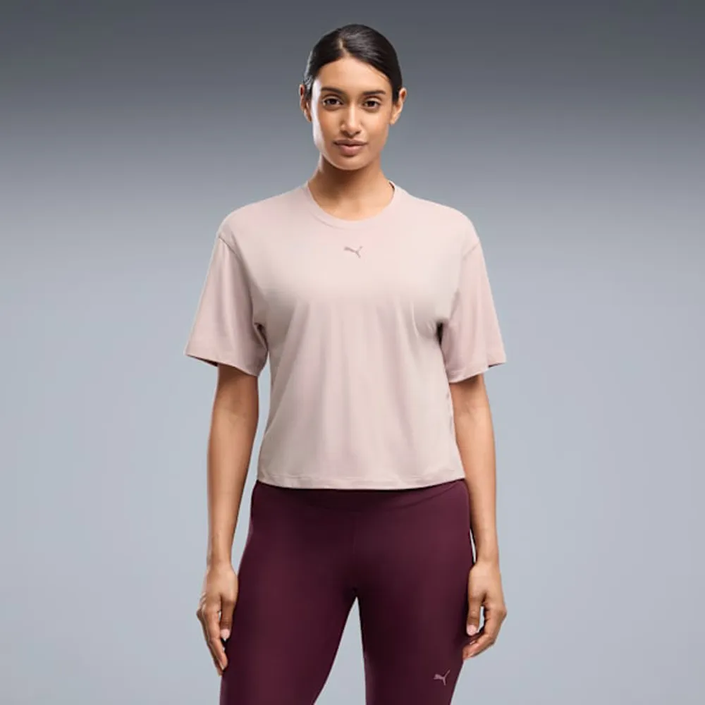 【PUMA】短袖上衣 女 寬鬆 短版 歐規 Cloudspun 粉 52745749