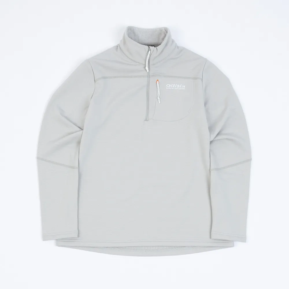 【ADISI】女半門襟動態保暖快乾上衣 AL2421086 栗灰 S-XL(磨毛 鬆餅紋 抗靜電 彈性 吸濕 速乾)