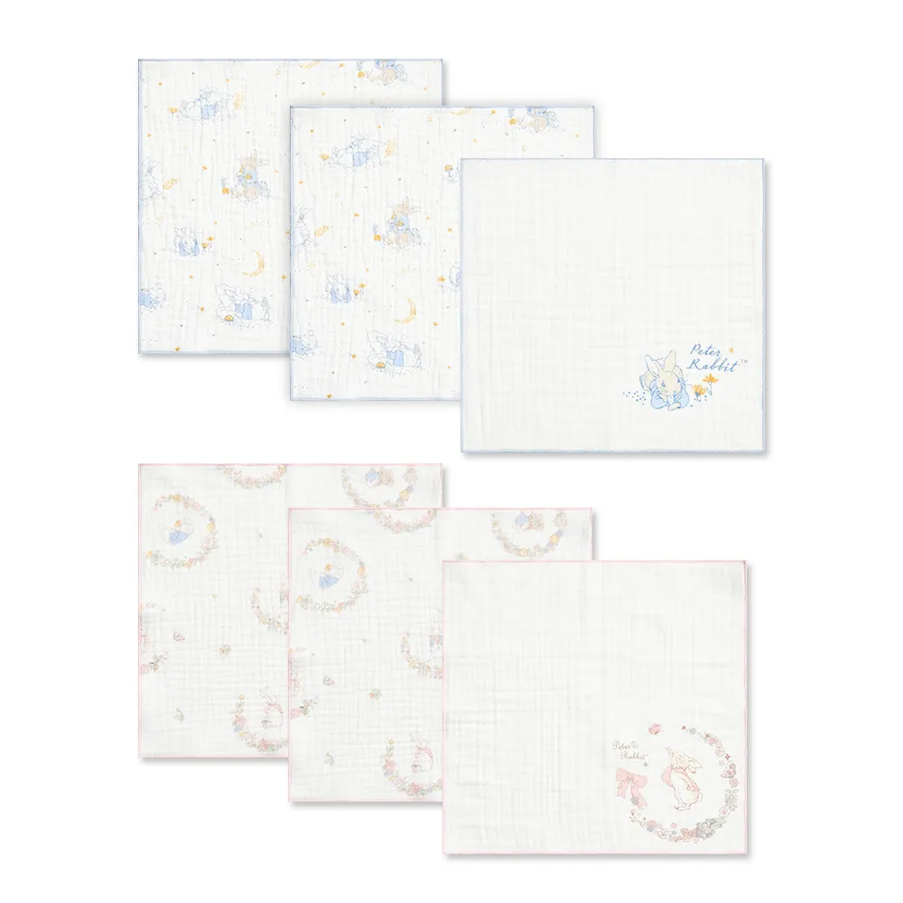 【奇哥】比得兔天絲三層紗布方巾3入 30×30cm(紗布巾 方巾 口水巾 餵奶巾 洗臉巾 拍嗝巾)