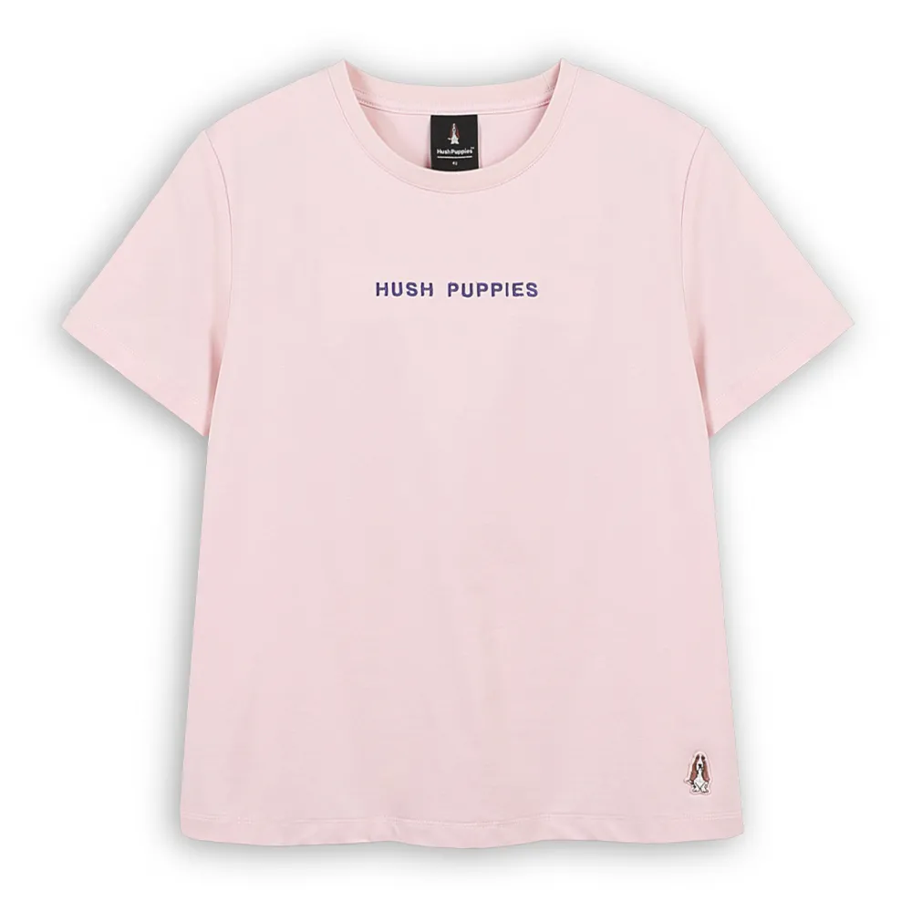 【Hush Puppies】女裝 上衣 涼感品牌英文刺繡小狗上衣 (淺粉紅 / 63210106)