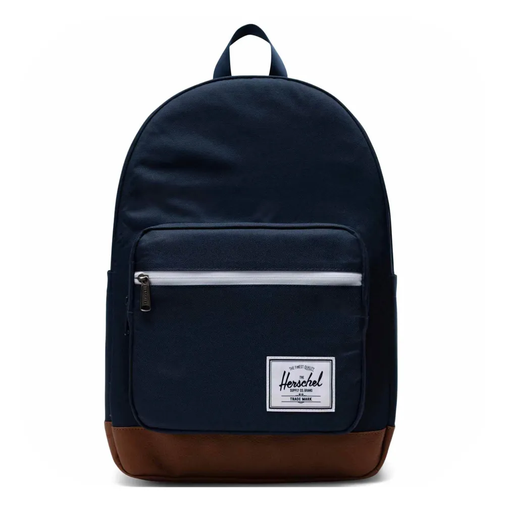 【Herschel】雙11 Pop Quiz 大型 深藍 藍色 皮革底 帆布 防潑水 筆電夾層 大學 書包 筆電 背包  