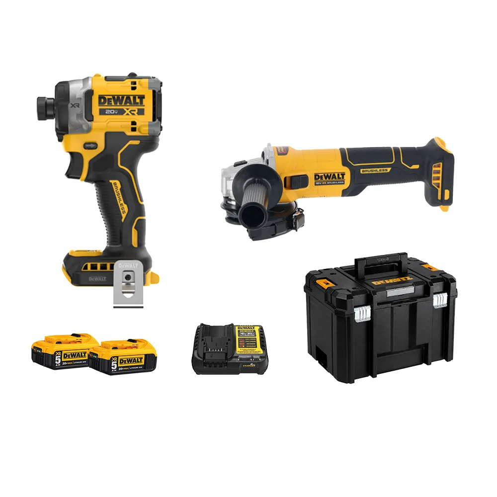 【DEWALT 得偉】DCF860+DCG407雙機組 雙電5.0Ah DCK2150P2T(DCF860+DCG407)