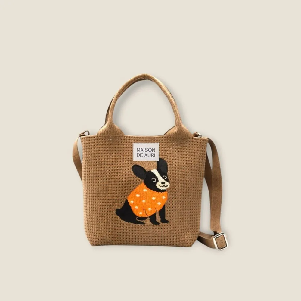 【MAISON DE AURI】雙11 Trunk Mini Frenchie｜法鬥點點 小提包 / 厚針織