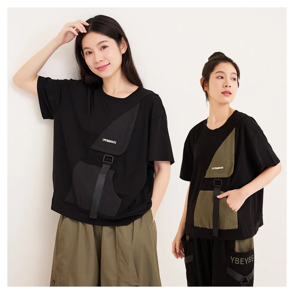 【iNio 衣著美學】短袖上衣 夏新品 現貨 圓領 拼接 短袖棉T(CDW1136)