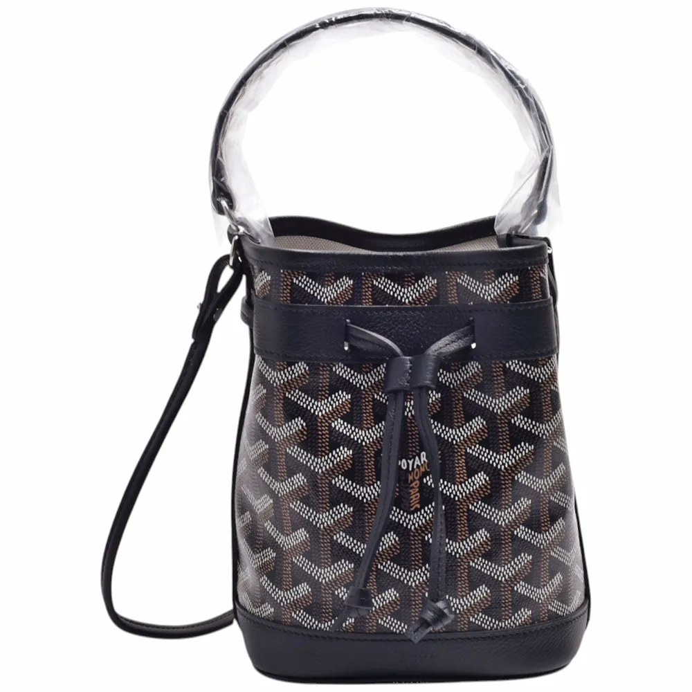 【GOYARD 高雅德】經典Mini Petit Flot系列帆布牛皮手提/斜背包(MINI-黑色PEFLOTMINTY01CL01P-BLK)