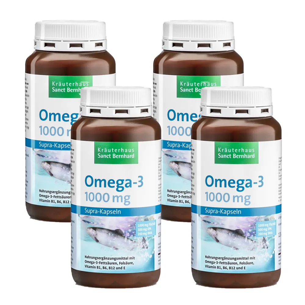 【Sanct Bernhard 聖伯納德】德國百年草本 魚油Omega-3 1000mg膠囊X4入(120粒/罐)