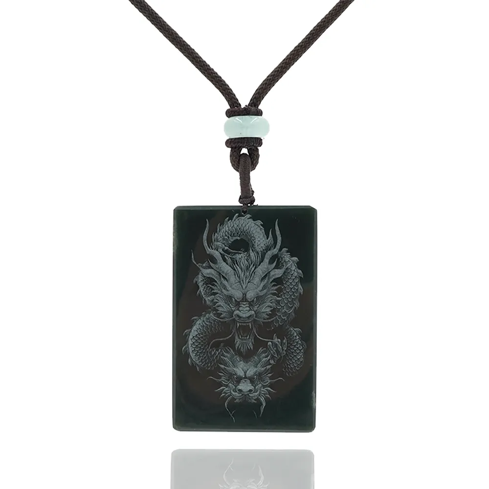 【喜緣玉品】龍 天然翡翠A貨 龍天護佑 影雕 玉珮-僅此一品(開運風水)(直)