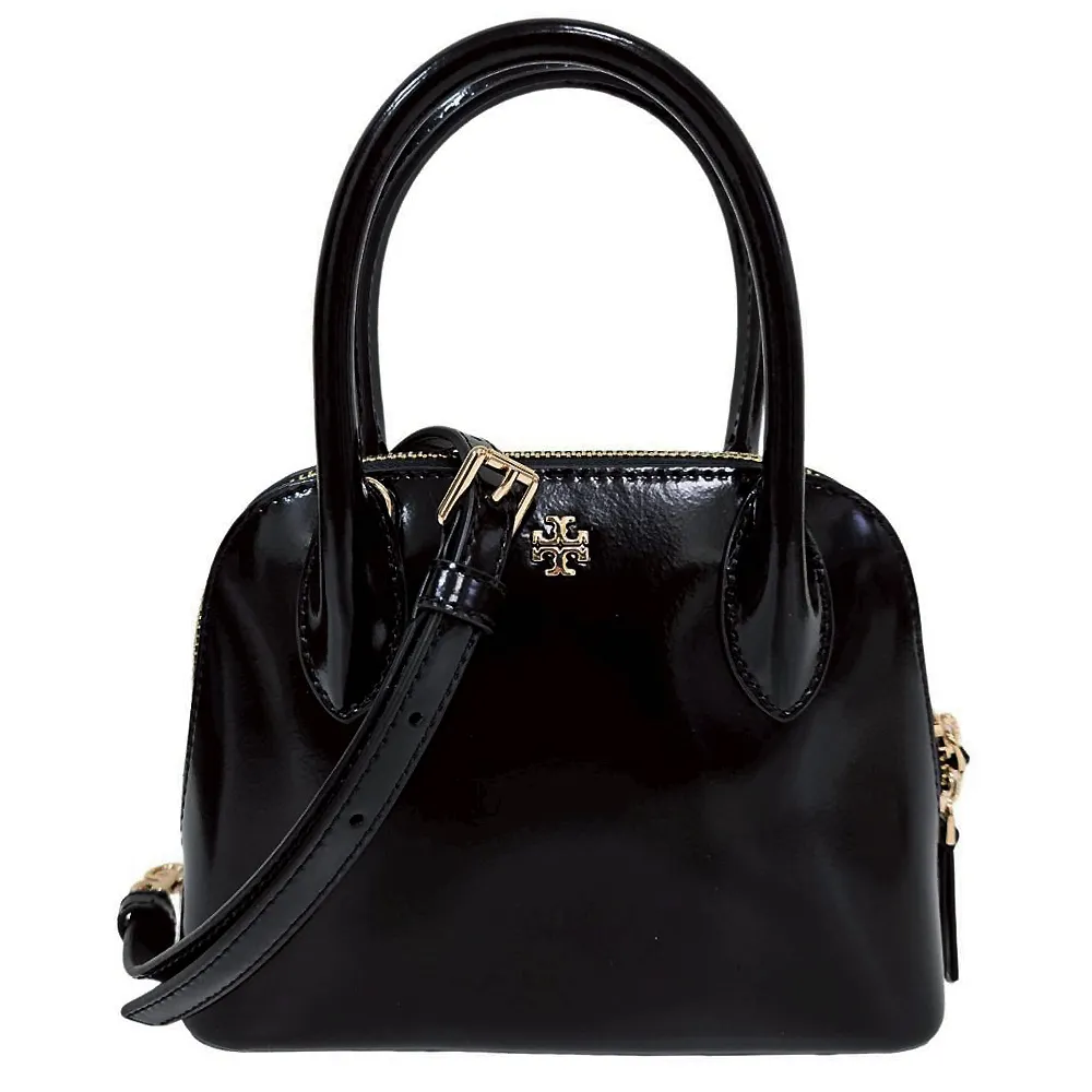 【TORY BURCH】TB新款金屬LOGO亮面皮革貝殼斜背包(贈原廠防塵袋紙袋送禮)