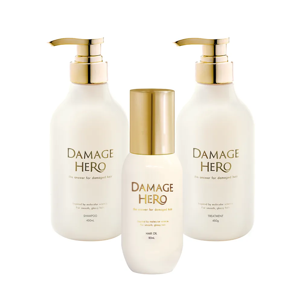 【DAMAGE HERO】黛赫柔 分子洗護3件組(洗髮精450mL+護髮素450mL+髮油90mL)