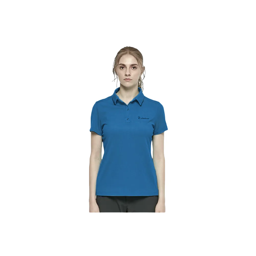 【Wildland 荒野】女彈性抗UV防蚊POLO上衣-孔雀藍-W1627-134(polo衫/女裝/上衣/休閒上衣)