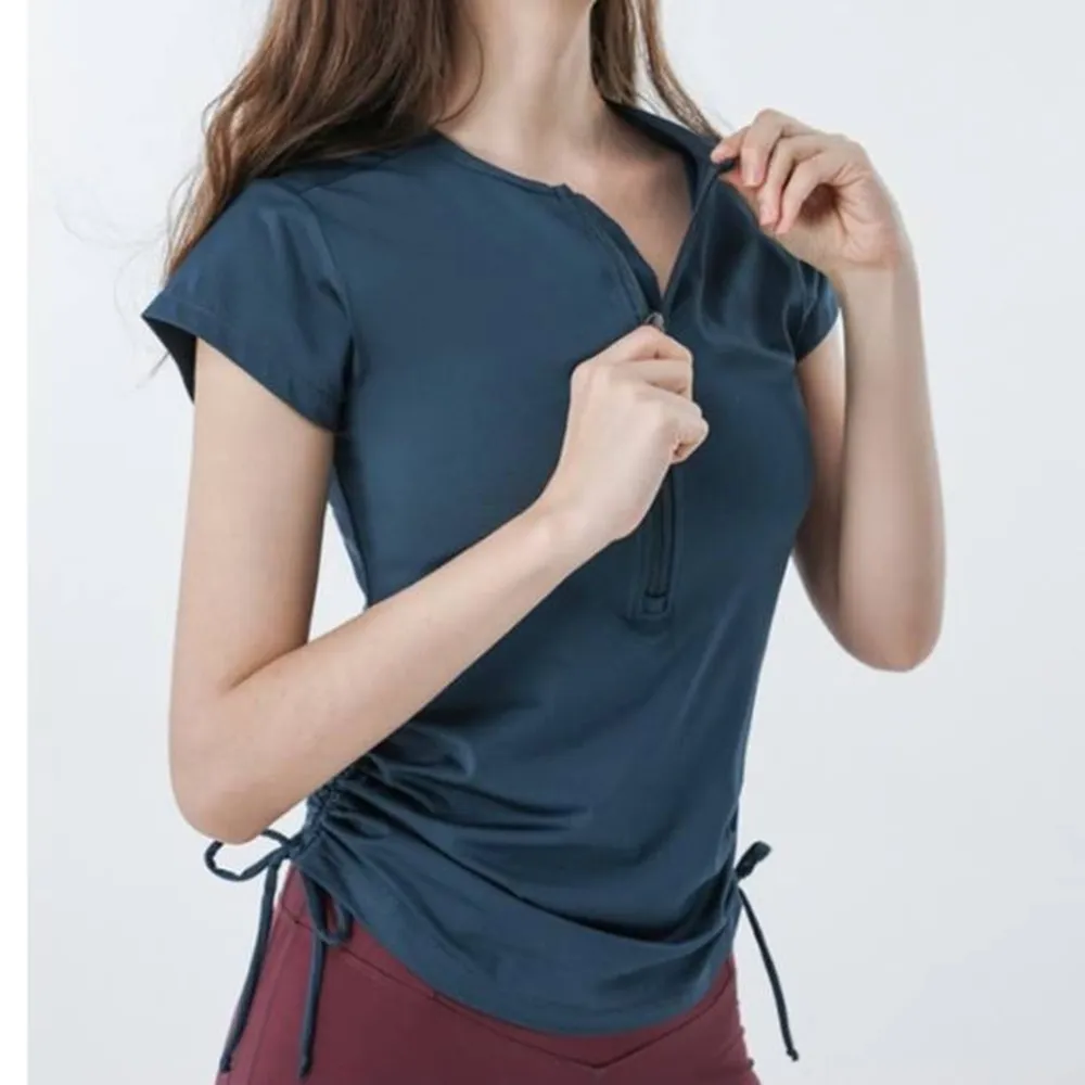 【米蘭精品】雙11優惠 女☆短袖運動服T恤瑜珈服親膚透氣速乾瑜伽服運動上衣跑步修身顯瘦(收腰5色t1ld2)