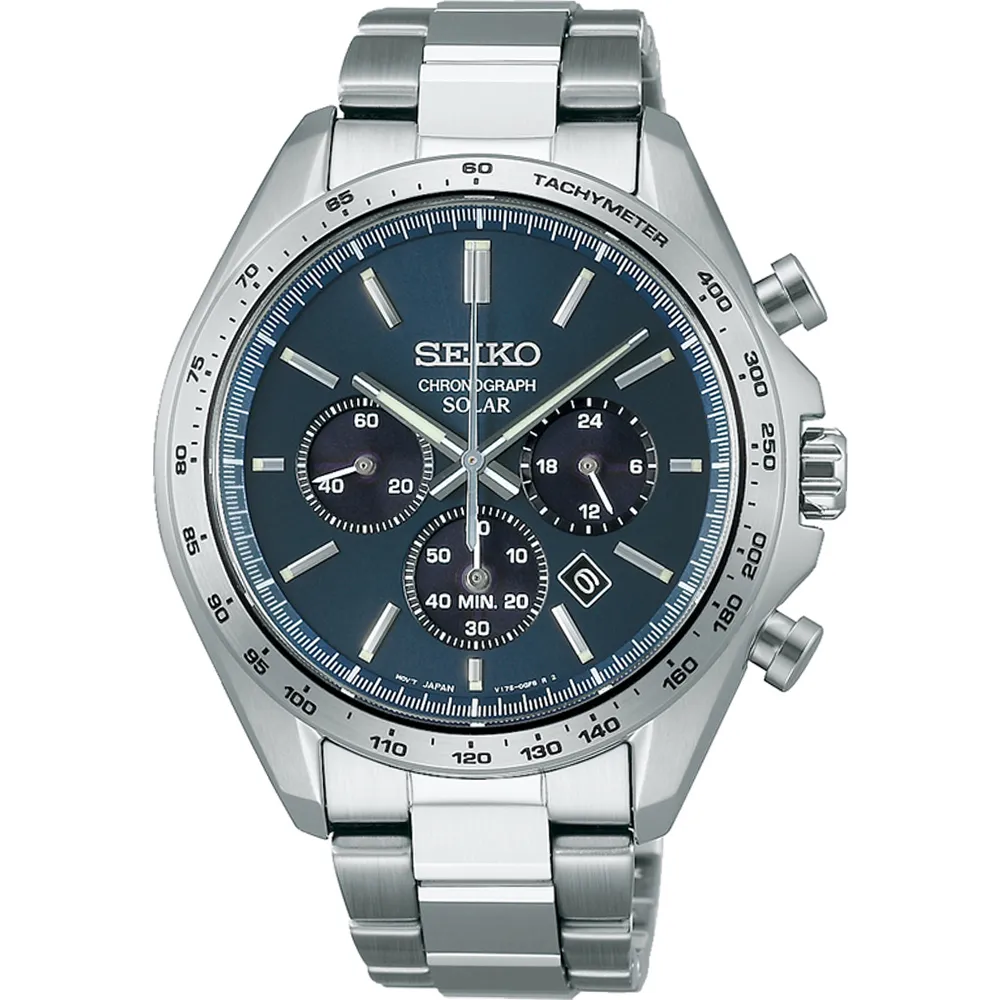 【SEIKO 精工】CS 潮黑計時太陽能腕錶(V175-0FA0B/SBPY163J) 七夕 送禮自用