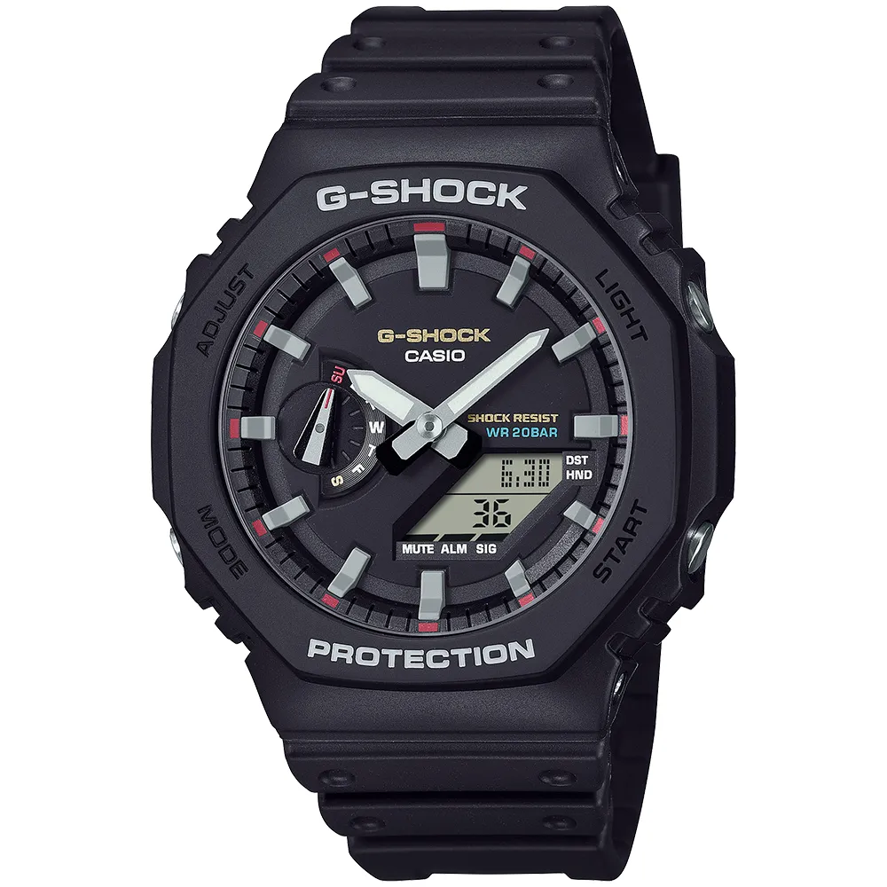 【CASIO 卡西歐】G-SHOCK 八角防護雙顯手錶 雙11 送禮(GA-2100RL-1A)