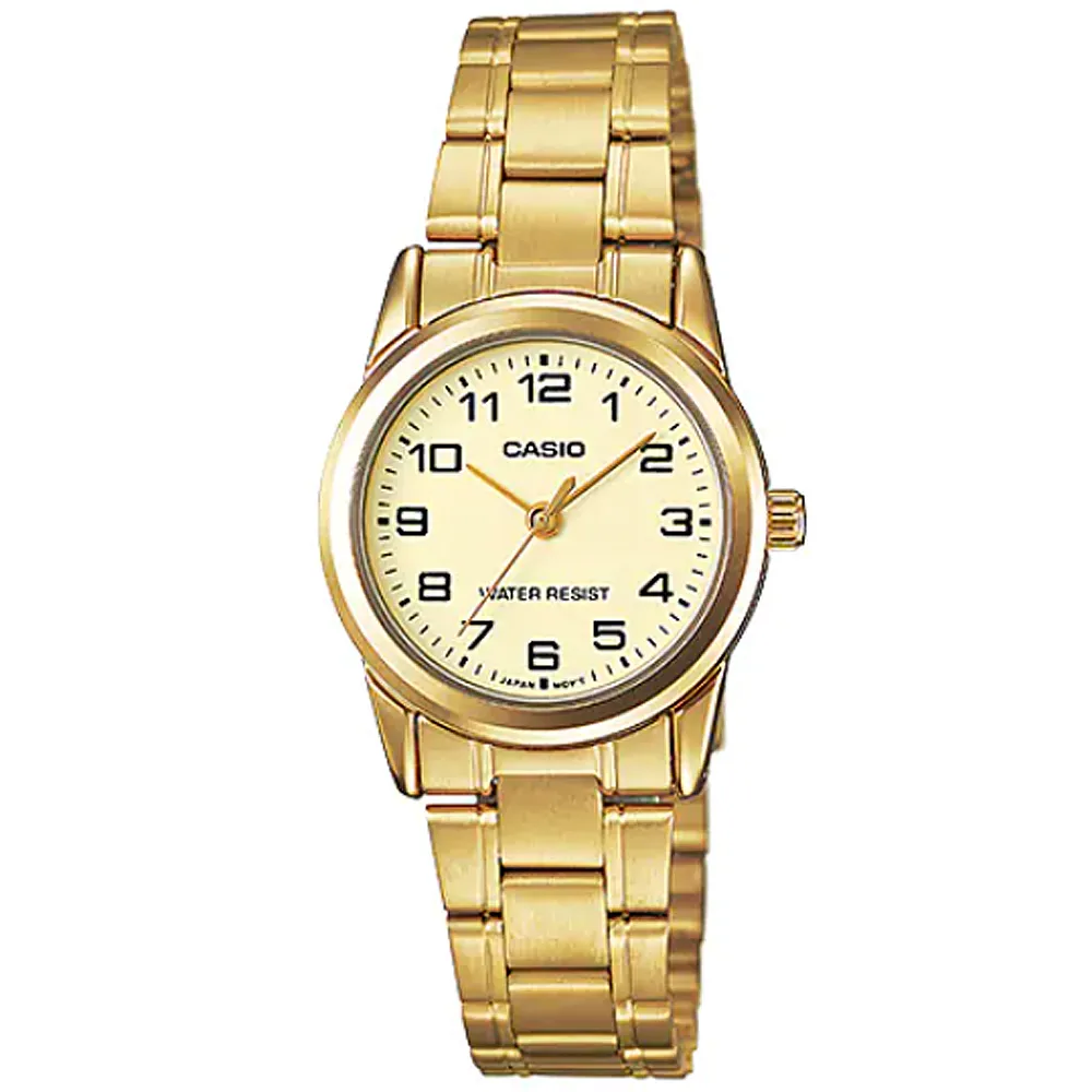 【CASIO 卡西歐】卡西歐經典時尚鋼帶女錶-金(LTP-V001G-9B) 雙11