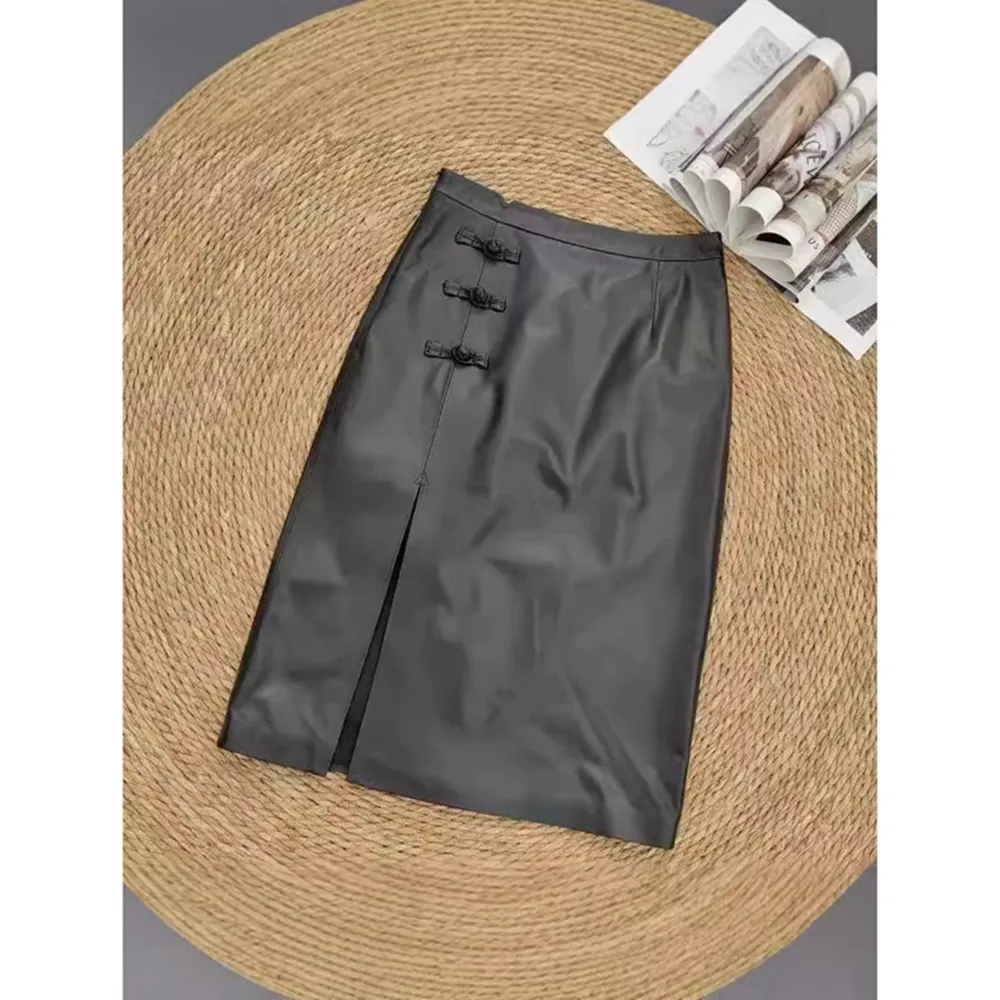 【巴黎精品】現貨+預購 女頂級真皮裙真羊皮裙半身裙A字裙短裙子洋裝休閒女裝(造型真皮包臀a1iv4)