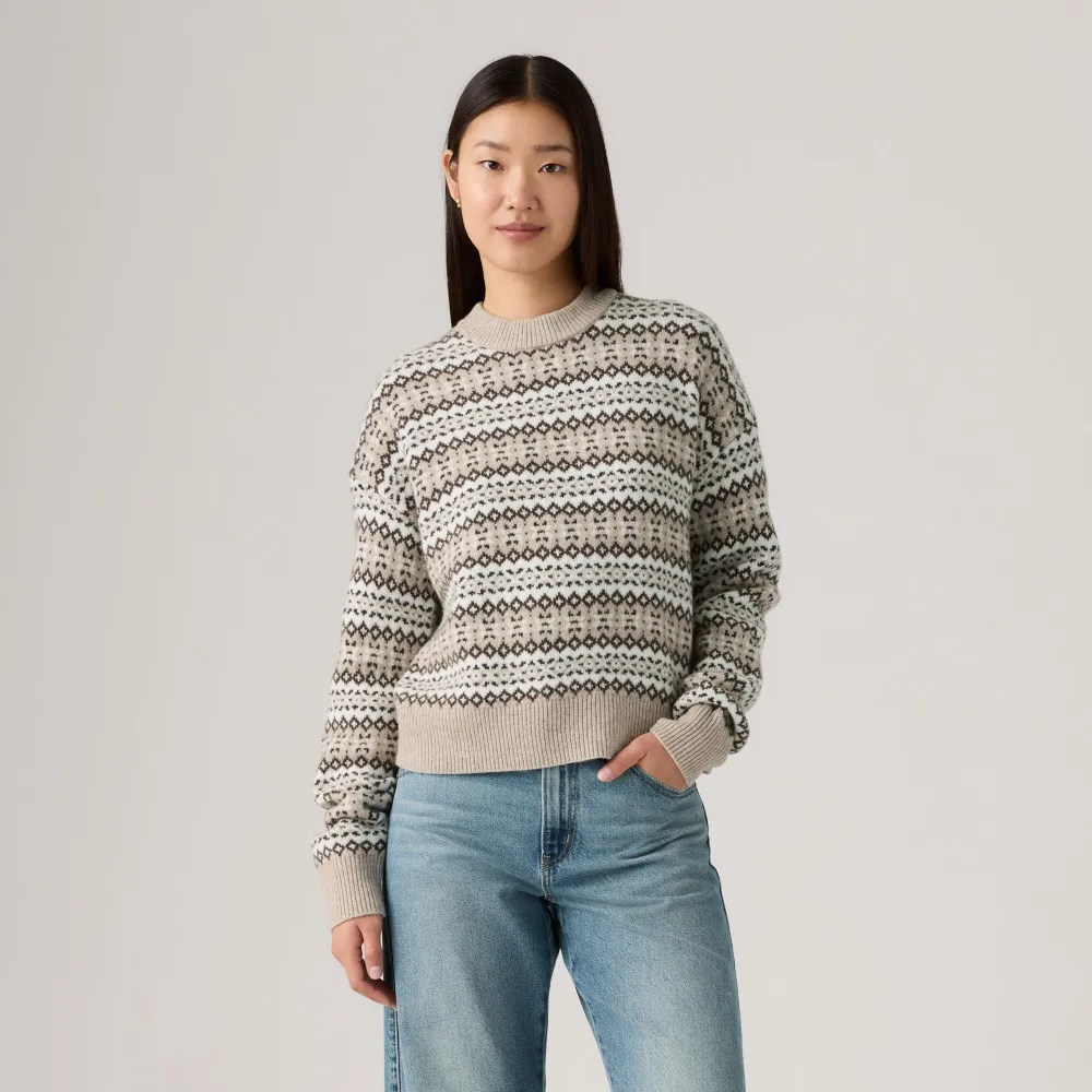【LEVIS】女款 羊毛針織衫 針織毛衣 蘇格蘭圖騰 女生上衣 熱賣單品 0037V-0000