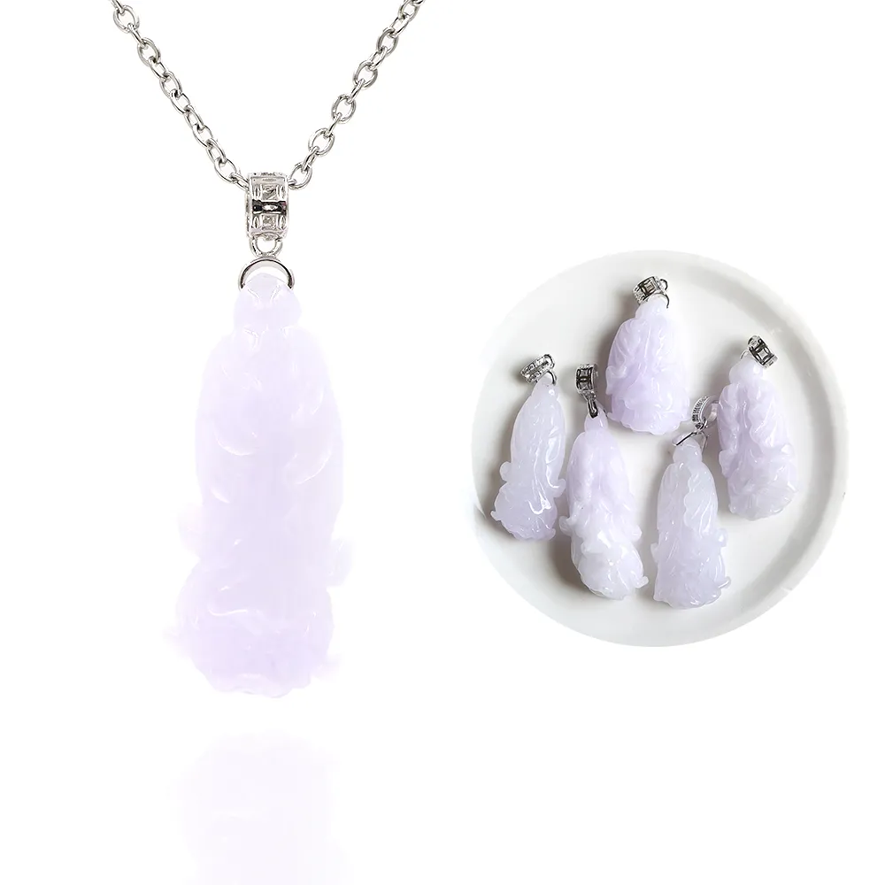 【喜緣玉品】天然A貨翡翠 紫羅蘭 遇百財 白菜 項鍊(直)
