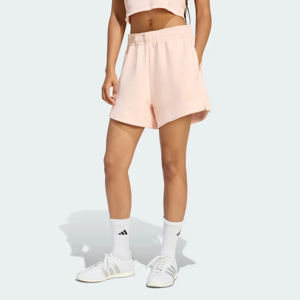 【adidas 愛迪達】短褲 女 運動褲 寬鬆版型 W ALL SZN SL SH 粉橘 KD2103