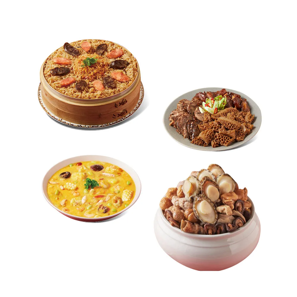 【晶華酒店】年菜4件組/御品鮑魚佛跳牆+干貝臘味米糕+金沙海鮮煲+香滷牛三寶(年菜/賞星鮮嚴選)