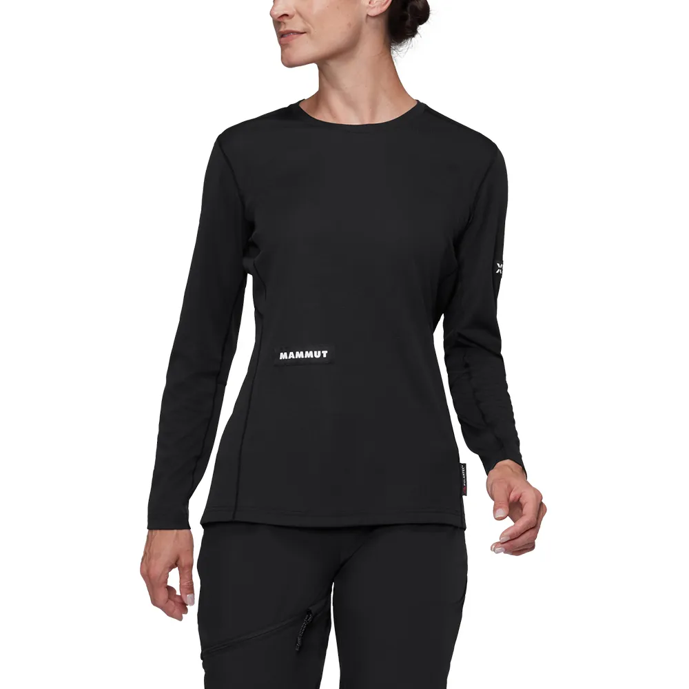 【Mammut 長毛象】Eiger Nordwand FL LS AF W 極限艾格-亞洲版型 長袖排汗衣 黑色 女款 #1016-02340