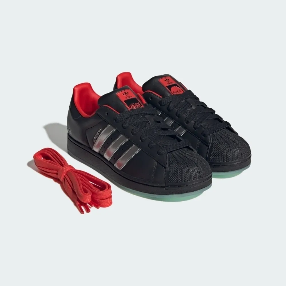 【adidas 愛迪達】Superstar II Coca-Cola 男女 休閒鞋 復古 皮革 流行 黑(KH6891)