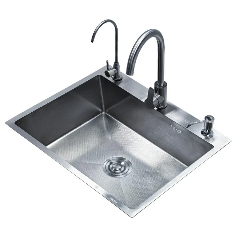 【諾必行】防刮壓紋304不鏽鋼水槽 80*50cm（抽拉+淨水）廚房加厚加寬大單槽 臺中臺下安裝洗碗池