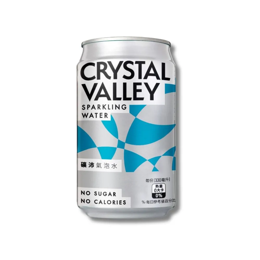 【金車/伯朗】CrystalValley礦沛氣泡水鋁罐裝-原味330mlx24入/箱
