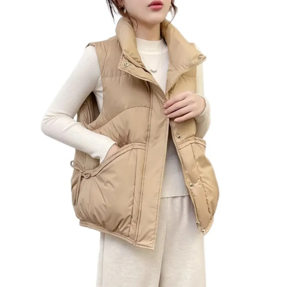 【米蘭精品】現貨+預購 真羽絨90%鴨絨羽絨外套(韓版蝴蝶結輕便立領保暖口袋女夾克3色74jx87)
