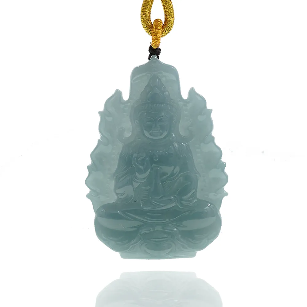 【喜緣玉品】觀音 天然翡翠A貨 火焰寶瓶 玉觀音玉墜-僅此一品(開運風水)(直)