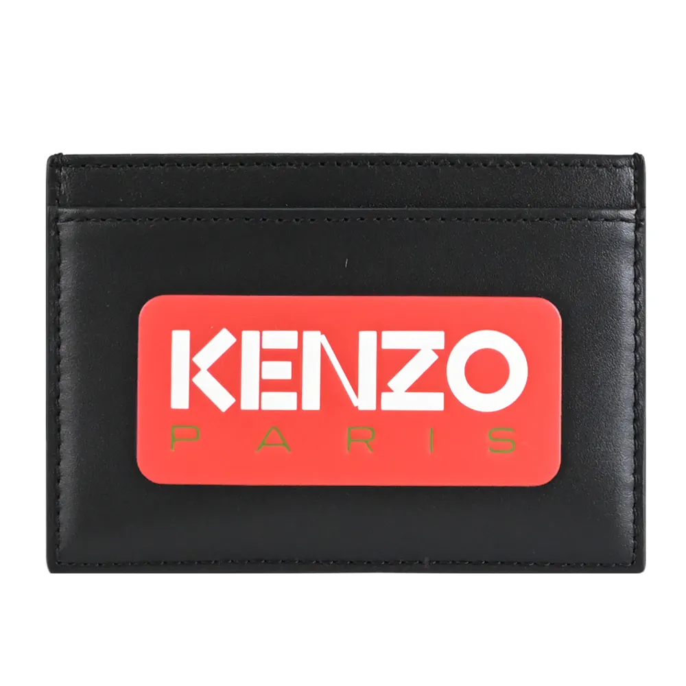 【KENZO】品牌壓印LOGO皮革信用卡證件名片隨身卡夾(黑)
