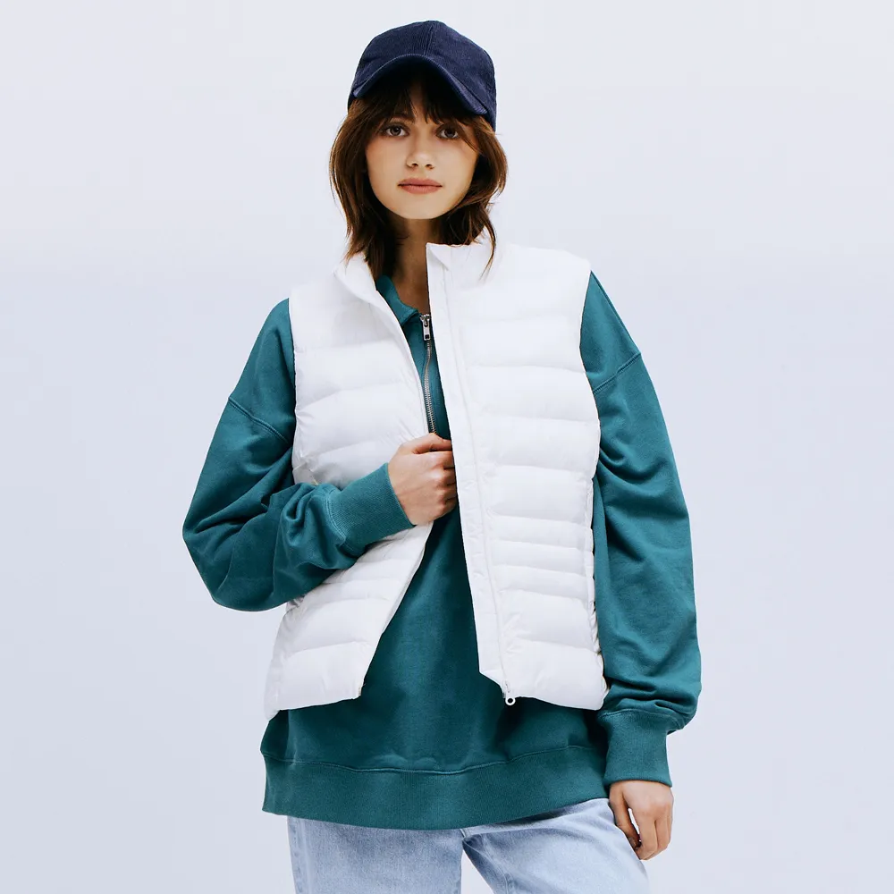 【BRAPPERS】女款 立領修身仿絨棉背心(白)