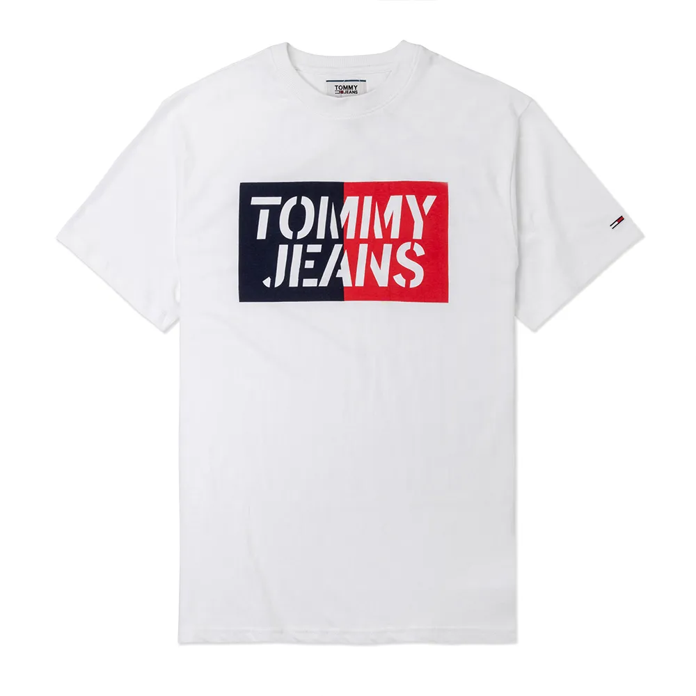 【TOMMY HILFIGER】TOMMY 經典印刷文字圖案短袖T恤 上衣-白色(平輸品/短T)