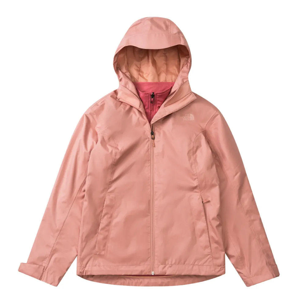 【The North Face】女 DV防水兩件式刷毛外套 AP《玫粉》7WAI/防風外套/連帽外套/衝鋒衣/風雨衣