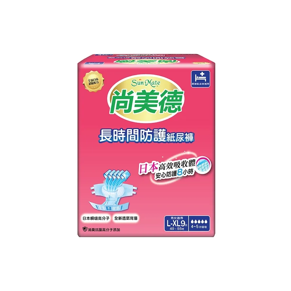 【尚美德】長時間防護成人紙尿褲M號11片x6包/箱(成人紙尿褲 黏貼式 夜用)