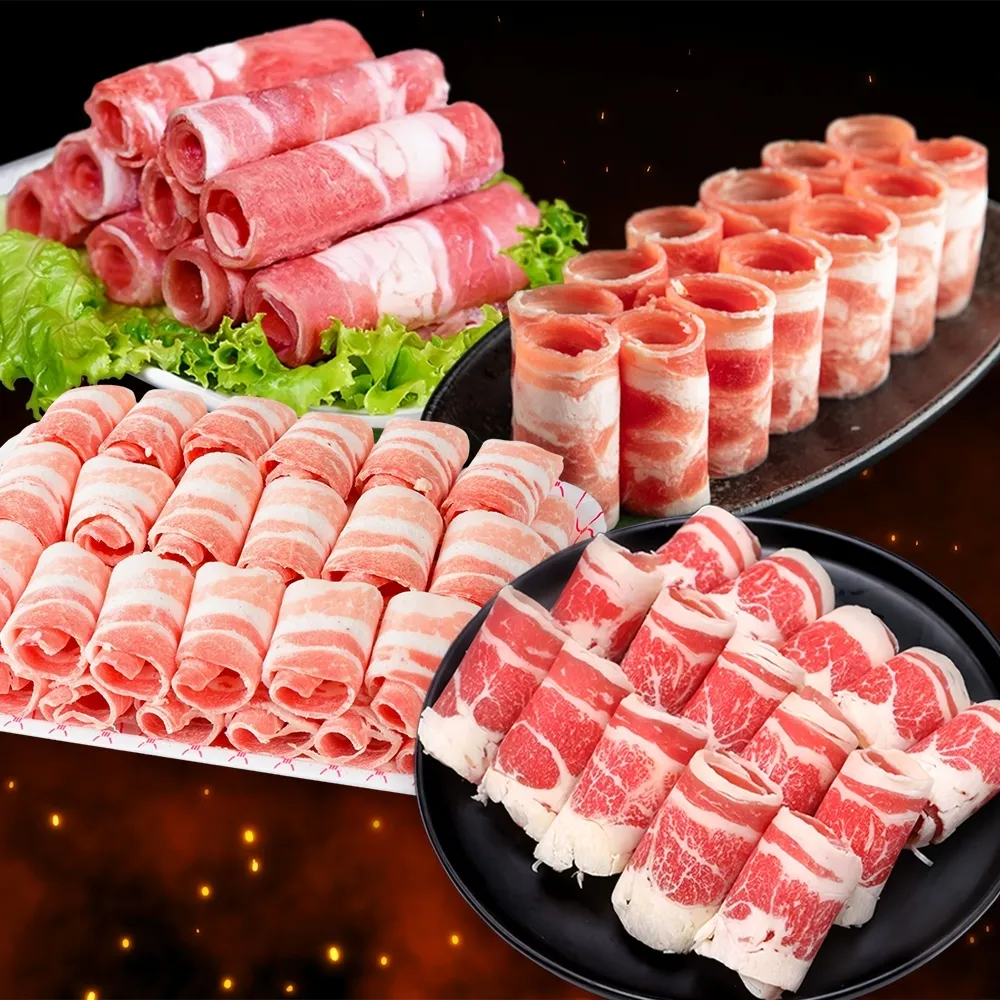 【海肉管家】綜合捲肉片 共4包(500g/包 美國牛五花/紐西蘭羊捲肉/梅花豬肉捲/五花豬肉捲)