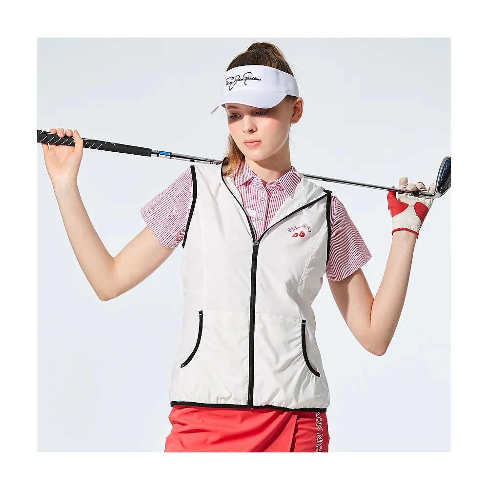 【Jack Nicklaus 金熊】GOLF女款防潑水抗UV休閒薄背心(白色)