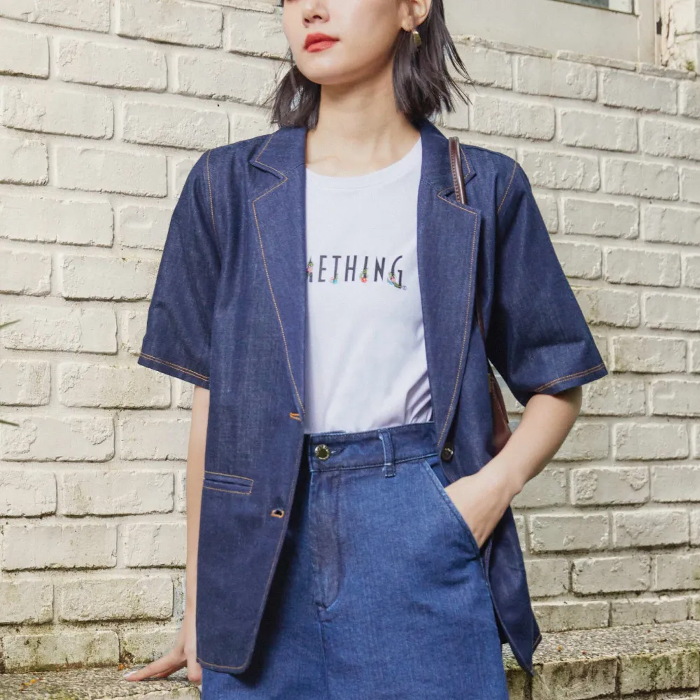 【SOMETHING】女裝 紫標 小花LOGO短袖T恤(白色)