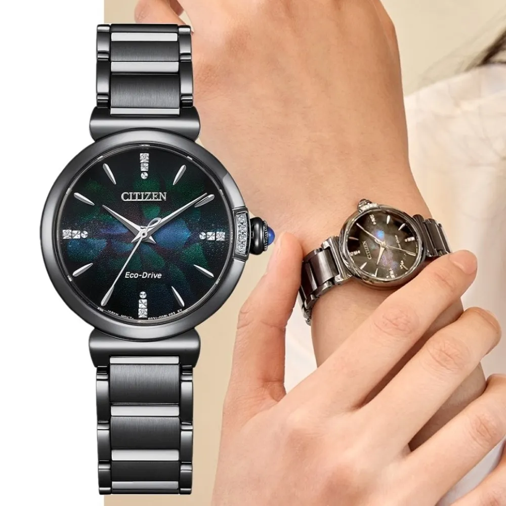 【CITIZEN 星辰】100週年 LAYERS of TIME 宇宙幻彩限定款 L系列鑽石光動能女錶 石英錶29.5mm(EM1067-88E)