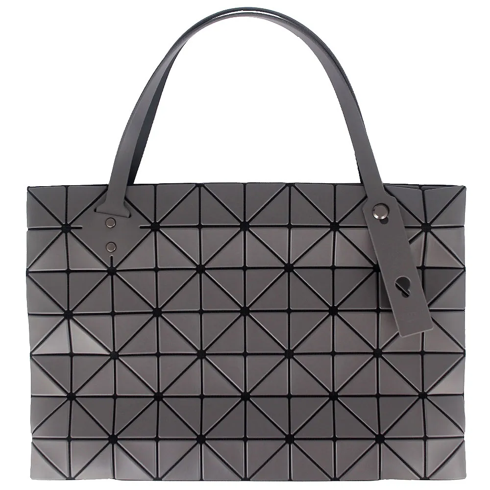 【ISSEY MIYAKE 三宅一生】BAOBAO 皮紋方格7x10拉鍊托特包(灰色)