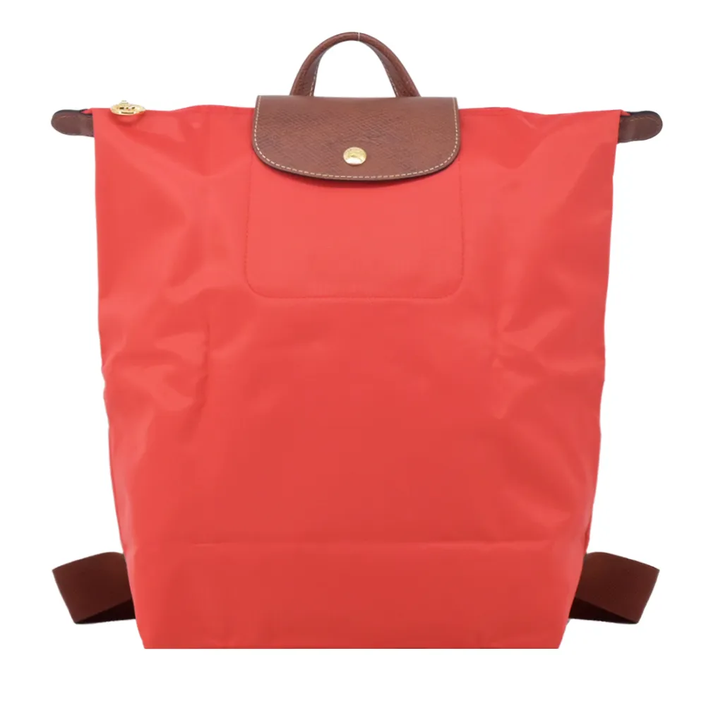 【LONGCHAMP】LE PLIAGE系列再生尼龍摺疊後背包(中/番茄紅)