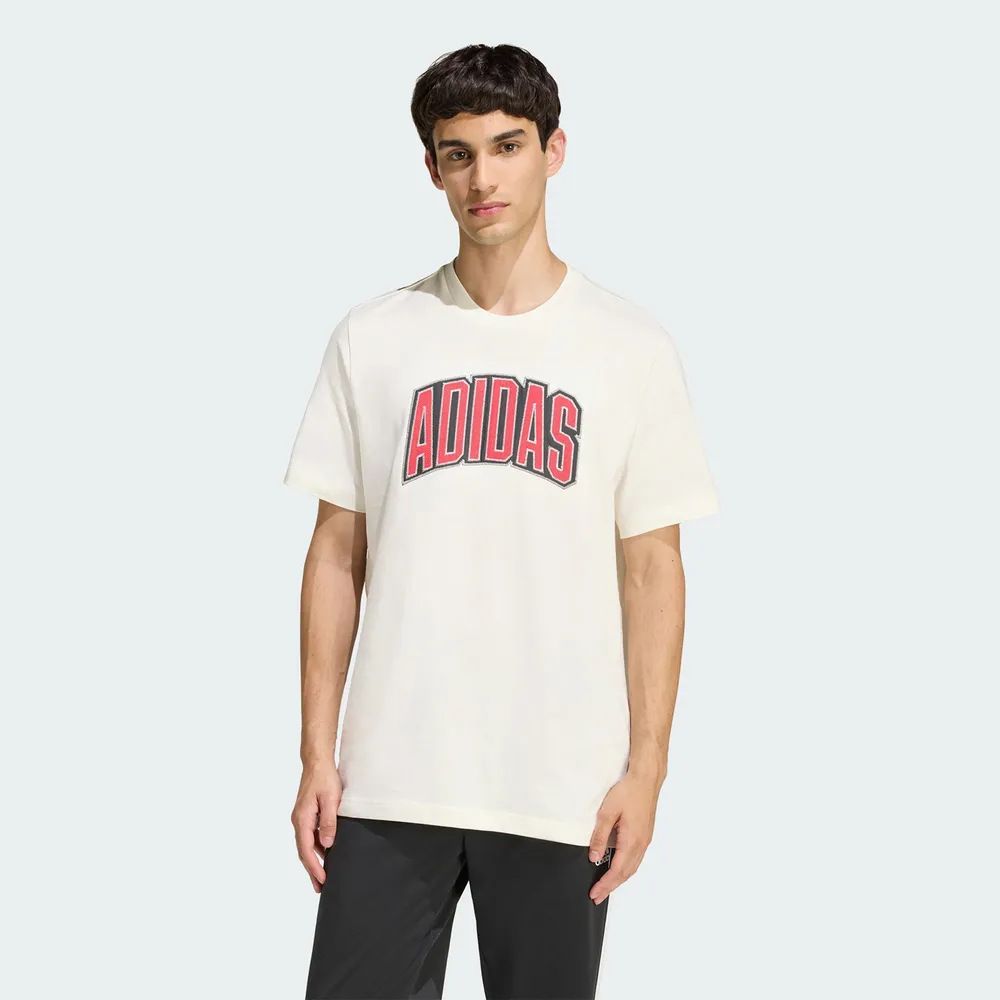 【adidas 愛迪達】M Stad Colleg T 男 T恤 運動上衣 休閒短袖 米 紅 亞版(KB4928)