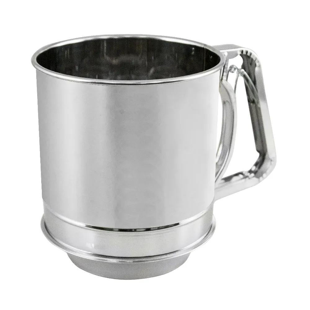 日本MINEX 不銹鋼手壓式麵粉篩杯-單層網-特大-12cm-日本製(V-604)