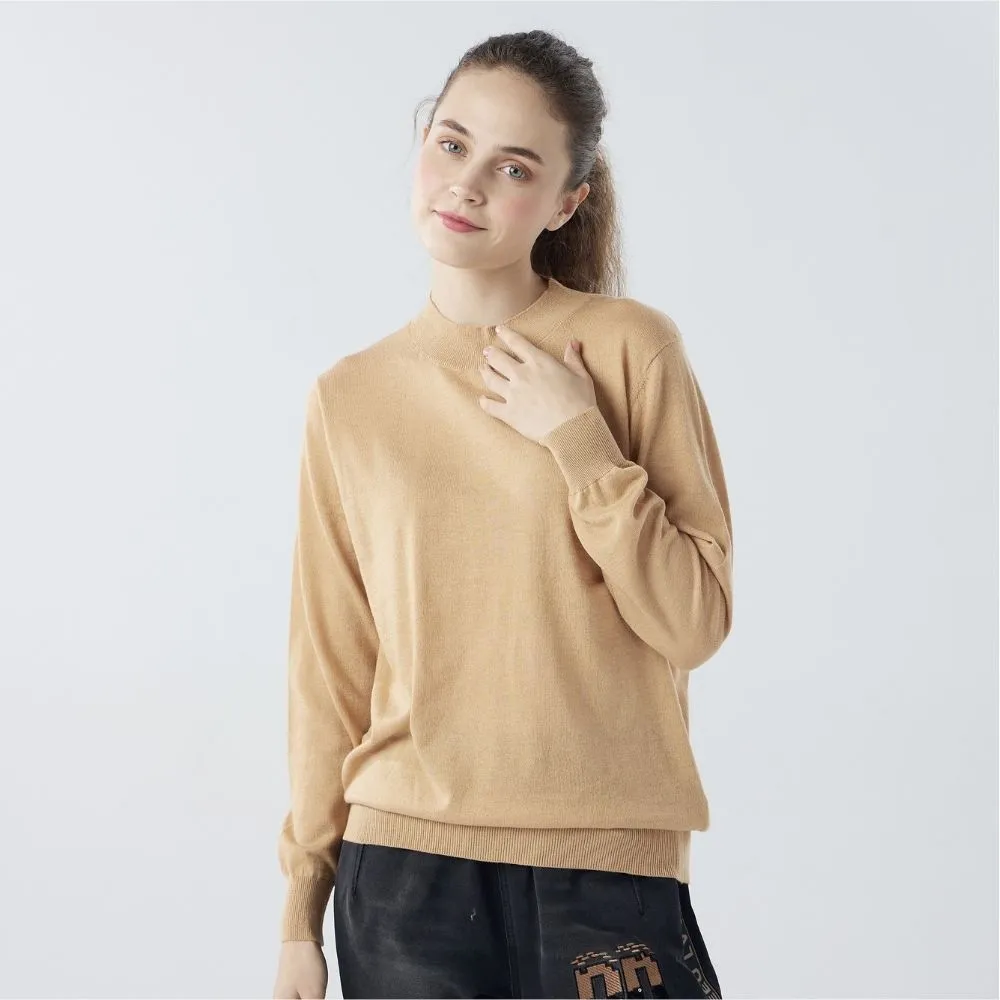 【Qiruo 奇若名品】秋冬專櫃針織長袖上衣0181A-45卡色小立領百搭 