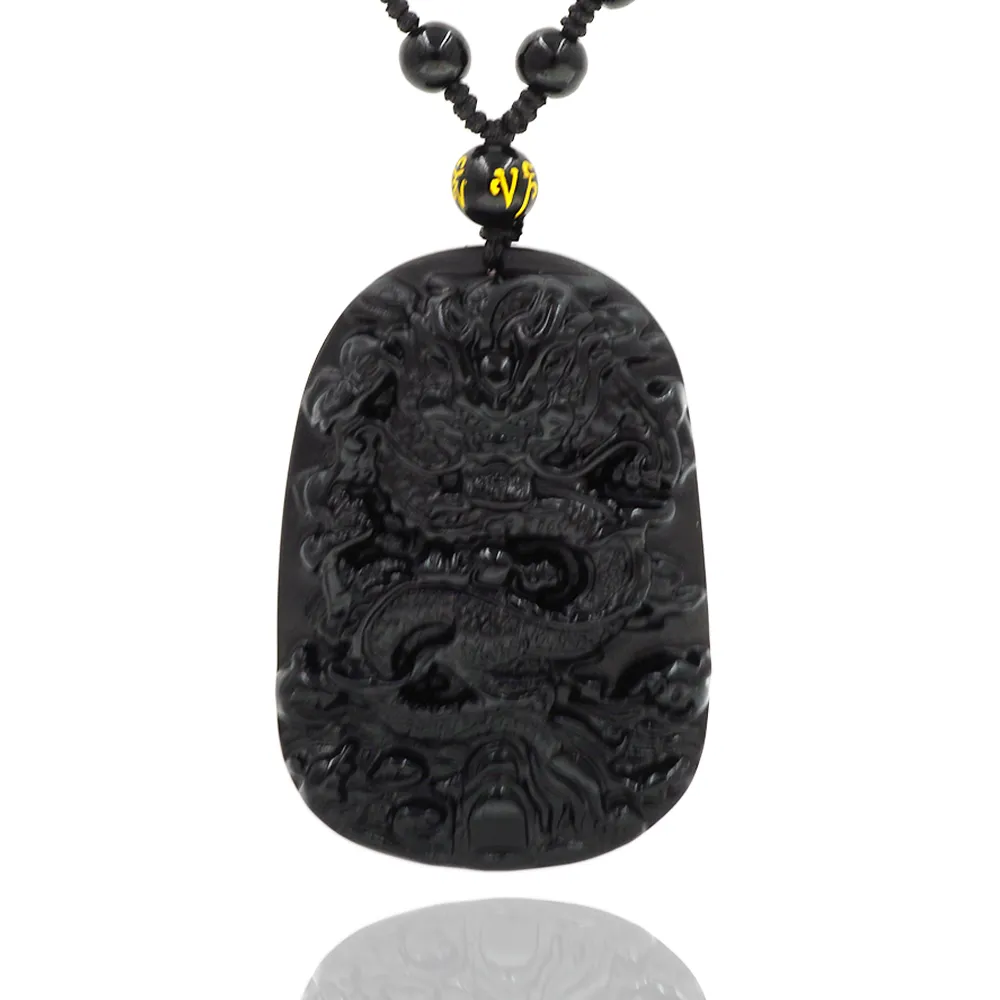 【喜緣玉品】天然黑曜石 龍天護佑 玉珮(開運風水)