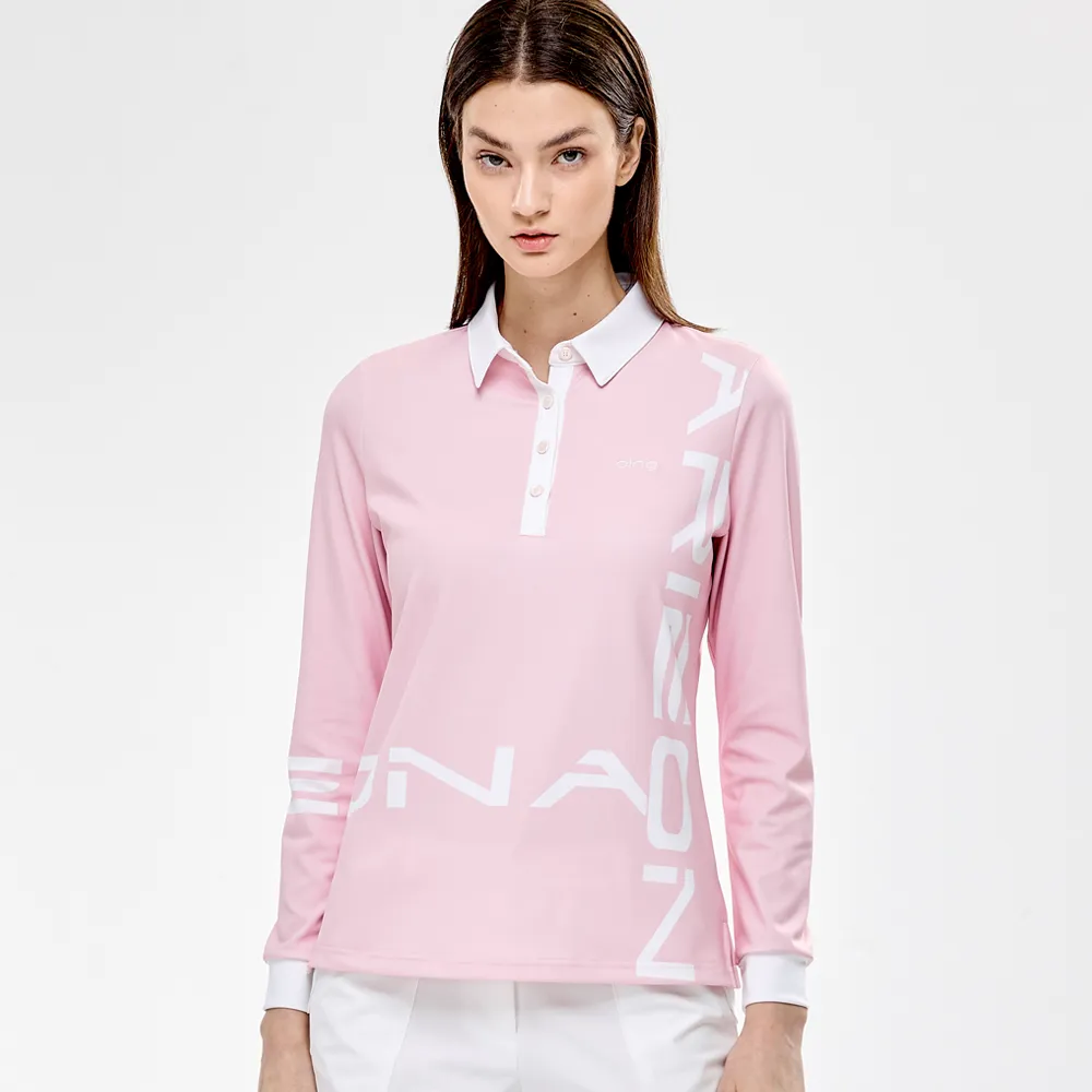【PING】女款ARIZONA吸濕排汗高爾夫薄長袖POLO衫-粉色(GOLF/高爾夫球衫/RA24202-15)